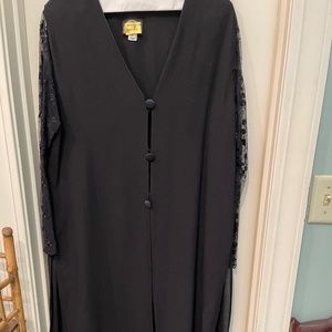 Midi Length Formal Ensemble with Coat Topper, Long Skirt and Pants